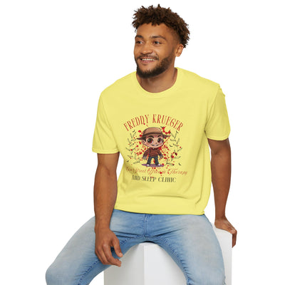 Freddy Krueger Halloween tee featuring a chibi design, perfect for horror lovers and spooky gatherings.