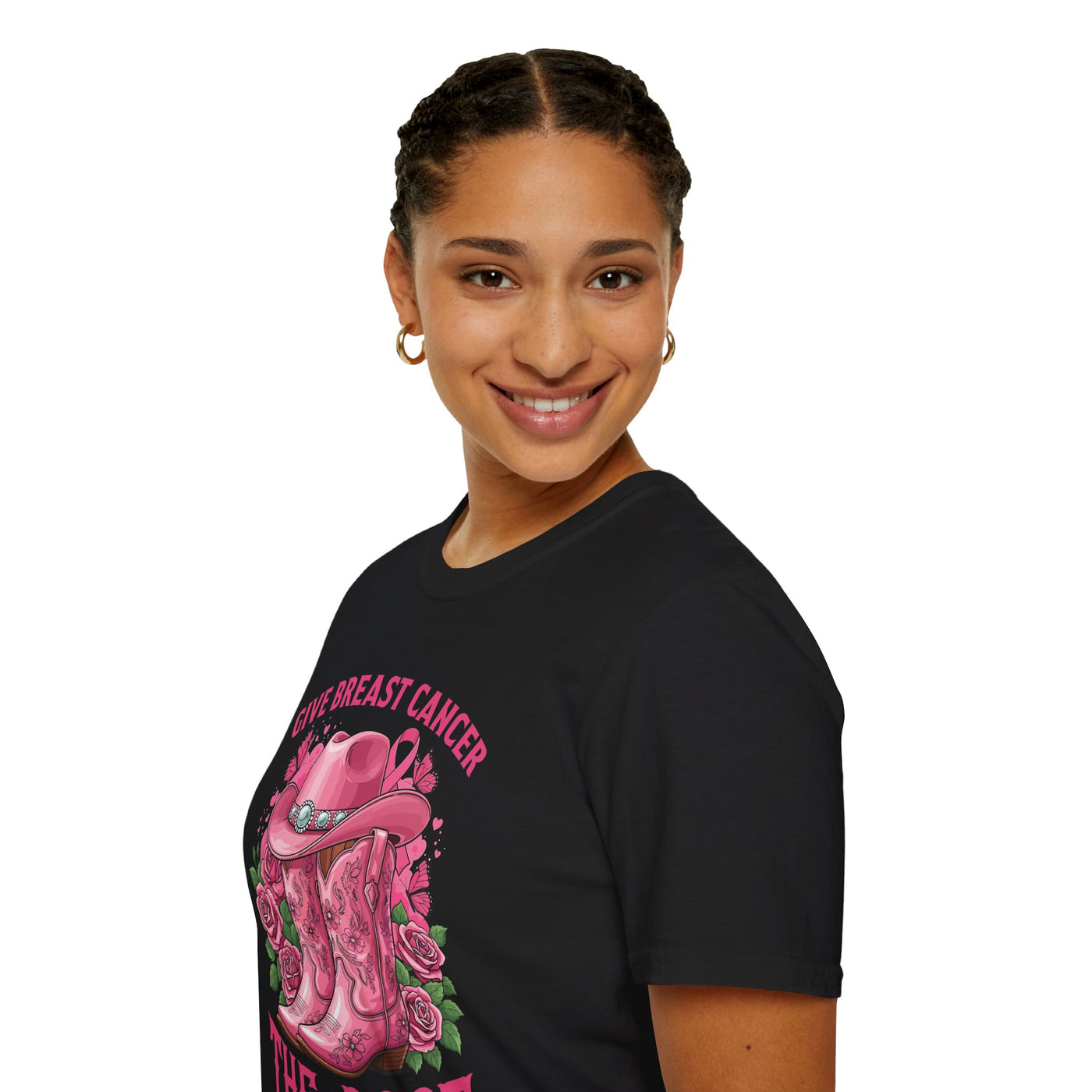 Give Breast Cancer the Boot | Pink Ribbon Floral Awareness Tee