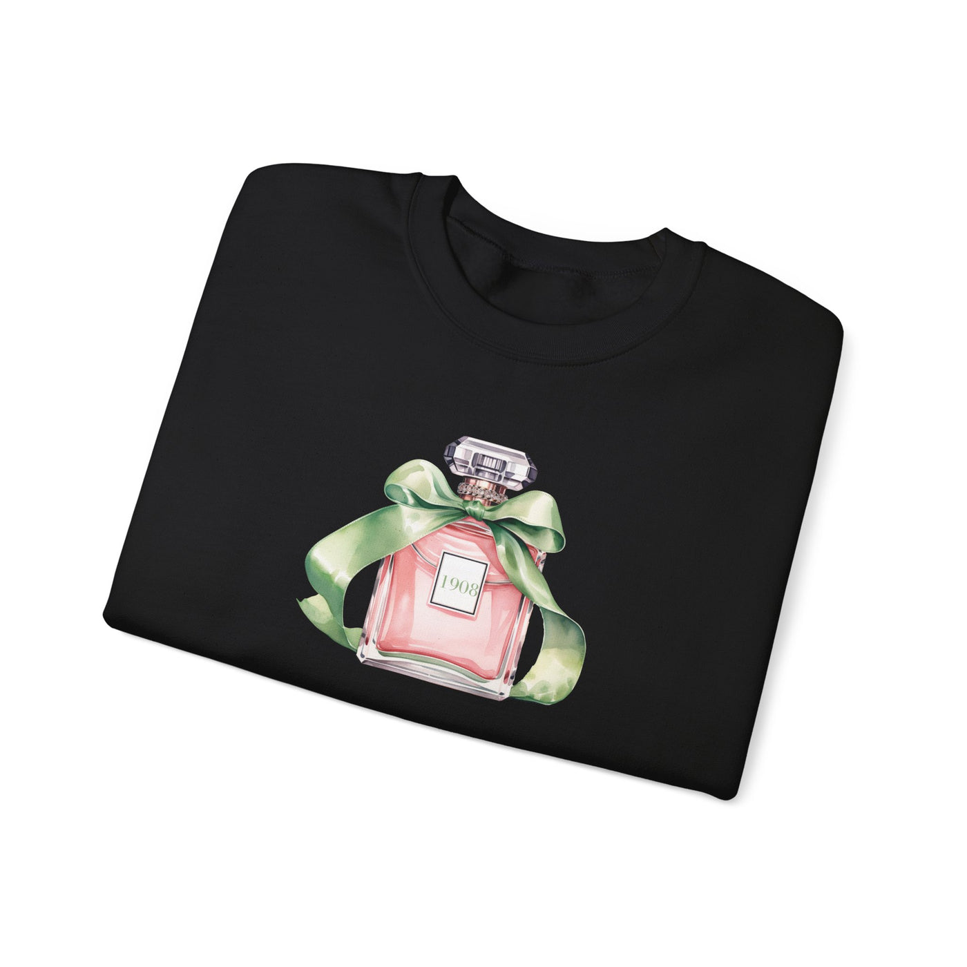 Pretty & Powerful Sorority-Inspired Perfume Bottle Sweatshirt | Chic Pink & Green Pullover