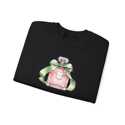 Pretty & Powerful Sorority-Inspired Perfume Bottle Sweatshirt | Chic Pink & Green Pullover