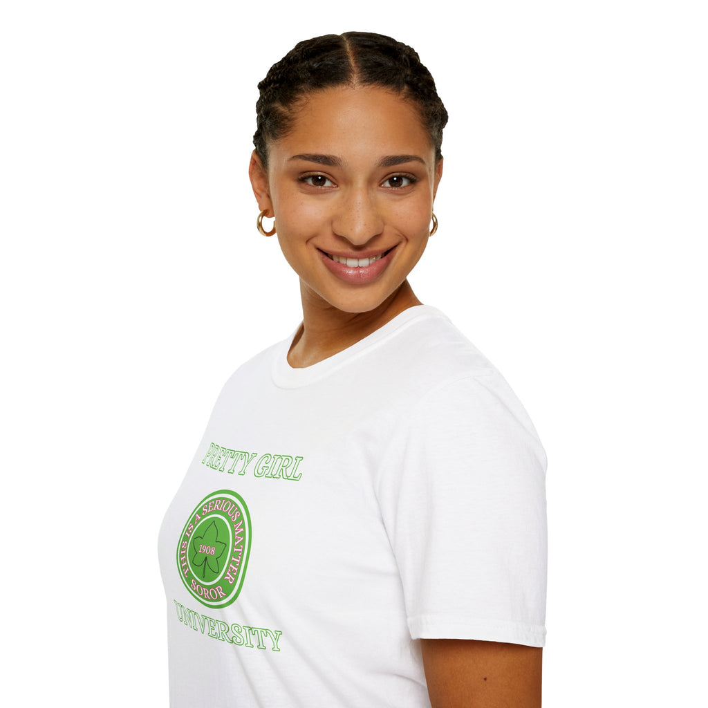Pretty Girl University T-Shirt | Chic Sorority-Inspired Tee for Confident Women