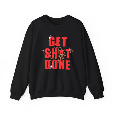 “Get Stuff Done” Motivational Graphic Sweatshirt | Bold Leopard Star Design