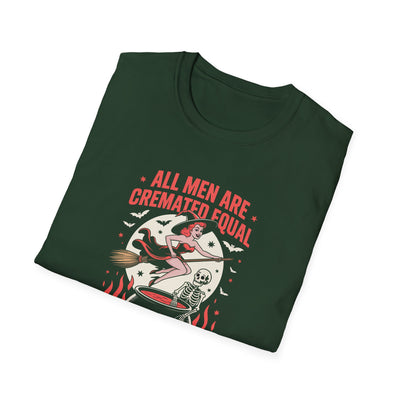 “All Men Are Cremated Equal” Funny Halloween Witch T-Shirt