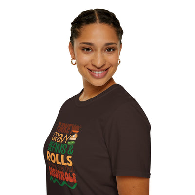 Turkey, Gravy, Beans & Rolls T-Shirt | Funny Thanksgiving Tee for Food Lovers