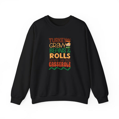 Turkey, Gravy, Beans & Rolls Sweatshirt | Cozy Funny Thanksgiving Crewneck