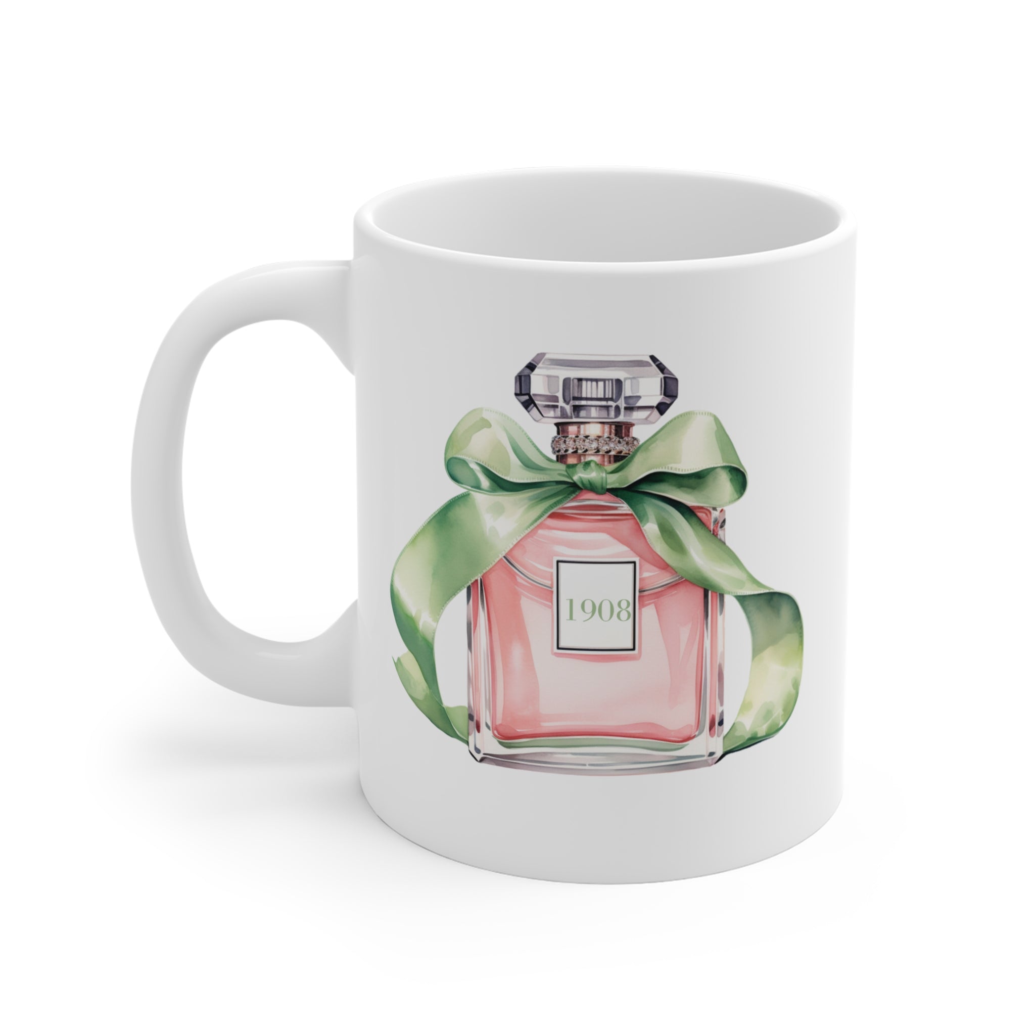 1908 Pink Ribbon Ceramic Coffee Cup - Sweet Scent of Sisterhood Mug