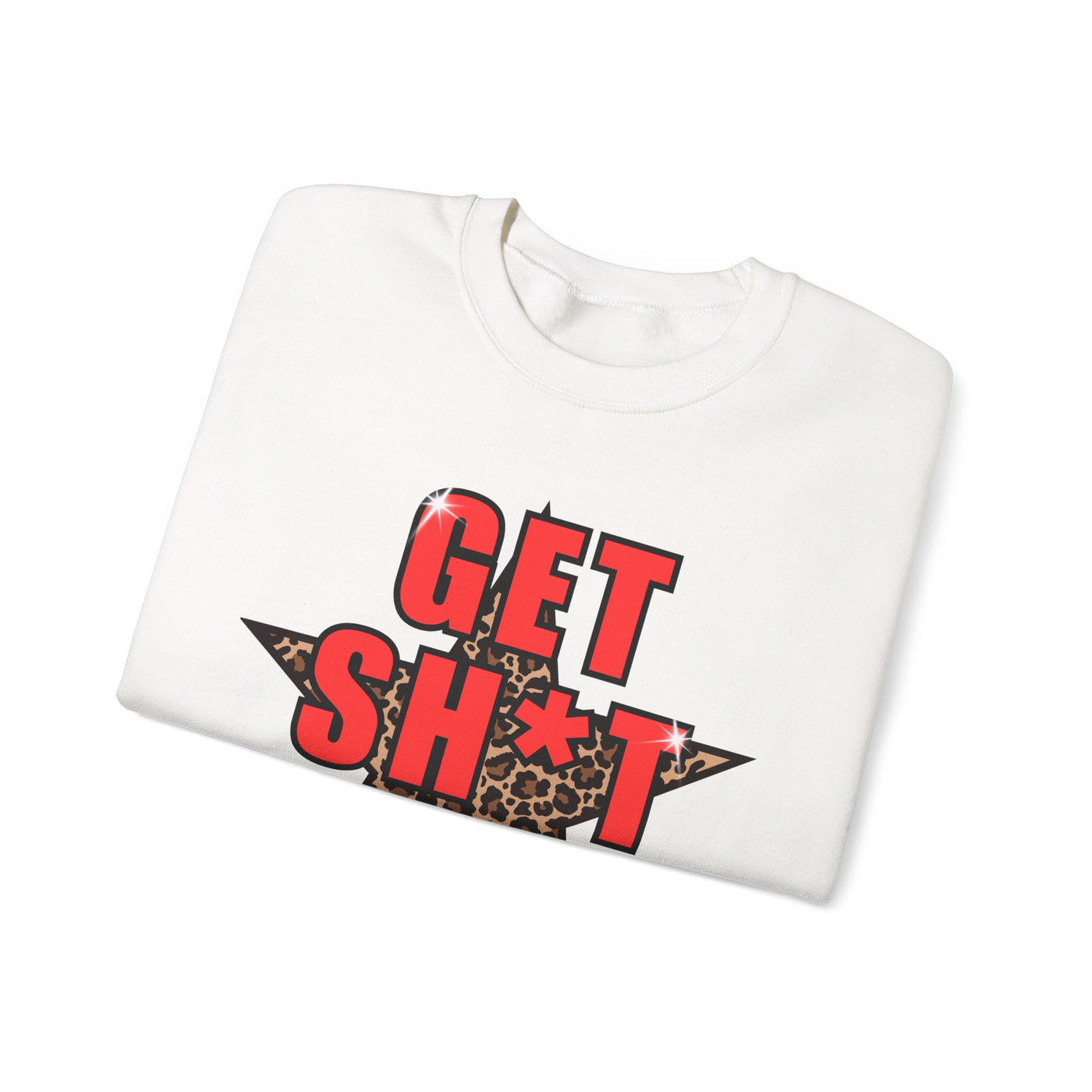 “Get Stuff Done” Motivational Graphic Sweatshirt | Bold Leopard Star Design