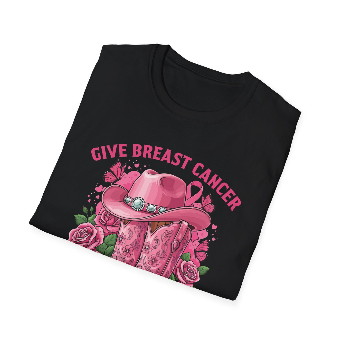 Give Breast Cancer the Boot | Pink Ribbon Floral Awareness Tee