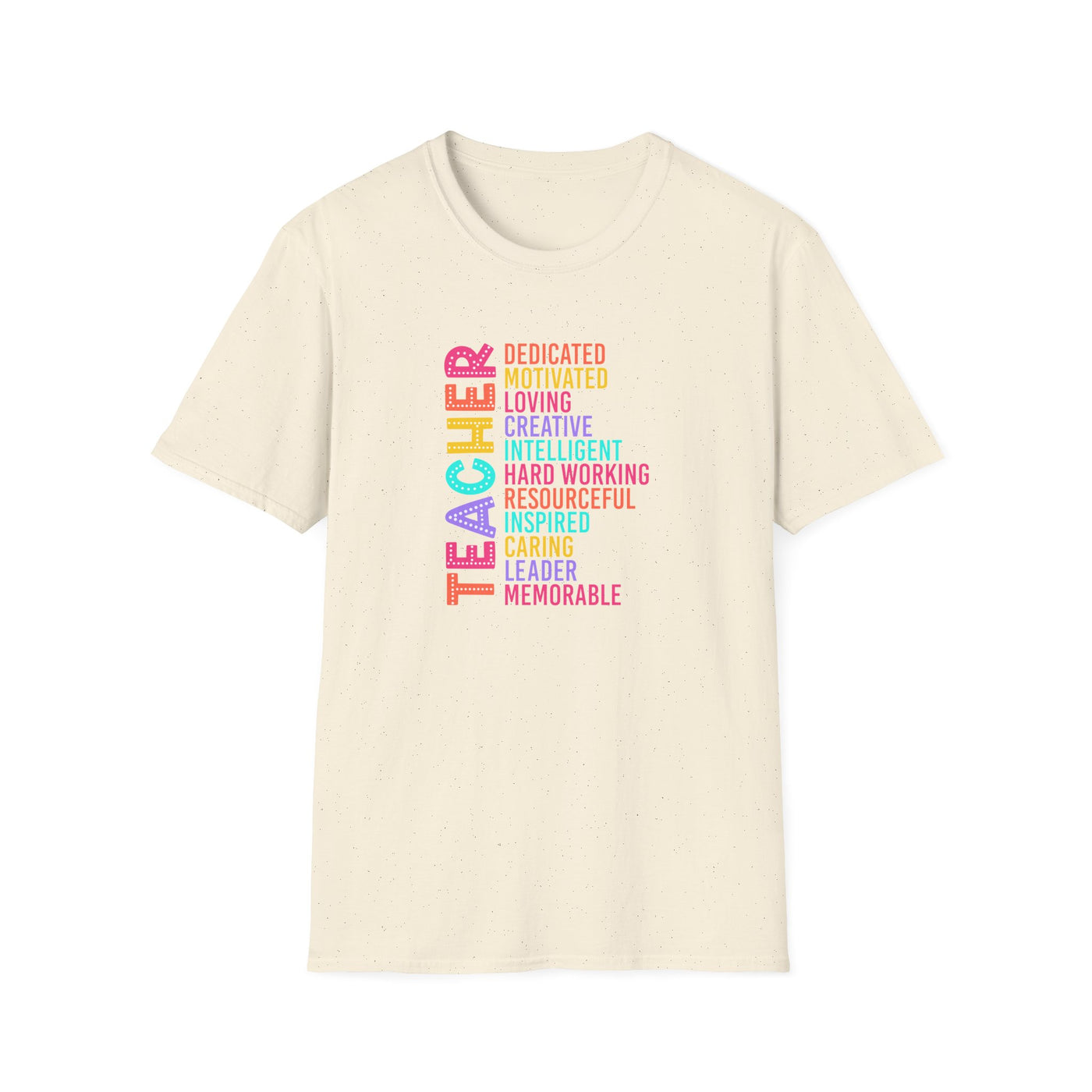 “TEACHER” Word Art Tee – Bold, Bright, and Built for Educators Who Inspire