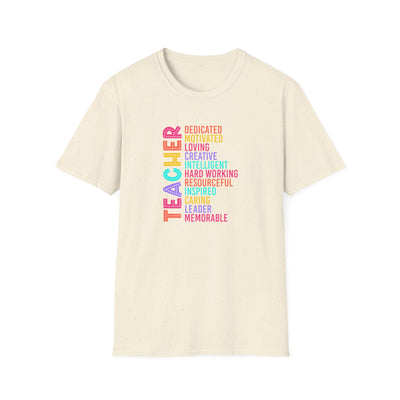 “TEACHER” Word Art Tee – Bold, Bright, and Built for Educators Who Inspire