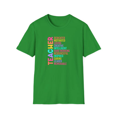 “TEACHER” Word Art Tee – Bold, Bright, and Built for Educators Who Inspire