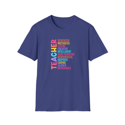 “TEACHER” Word Art Tee – Bold, Bright, and Built for Educators Who Inspire