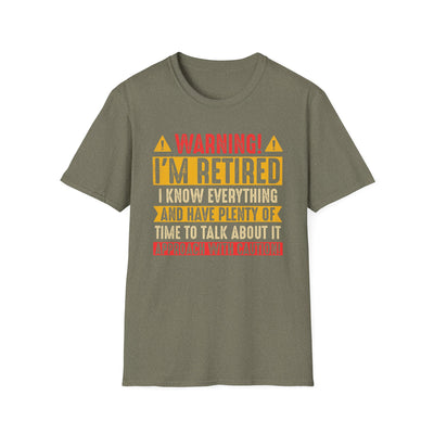 Funny Retirement T-Shirt – “Warning: I’m Retired” Unisex Tee | Retirement Gift for Him or Her
