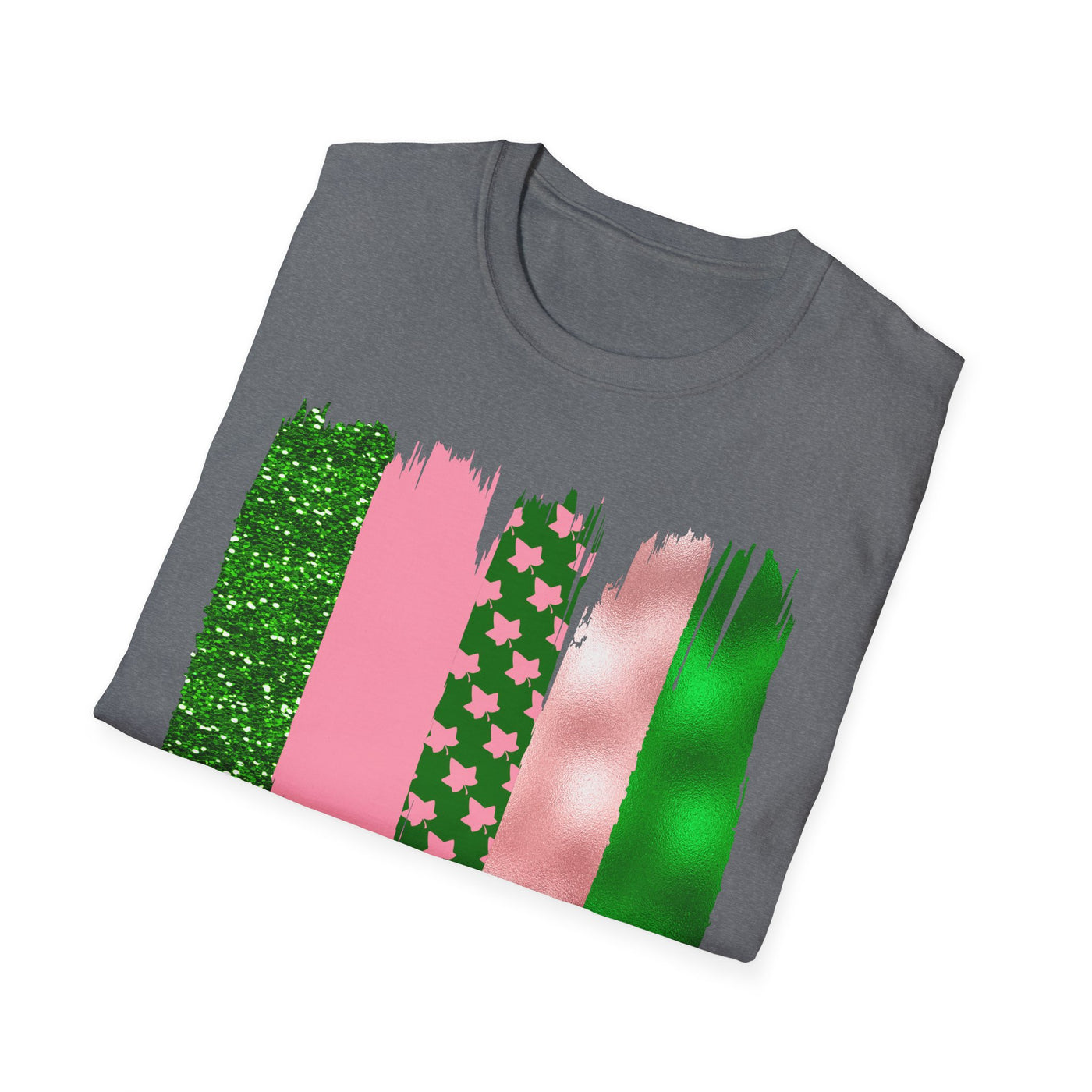 Pink & Green Brushstroke Sorority-Inspired T-Shirt – Glitter, Glam, & Greek Pride