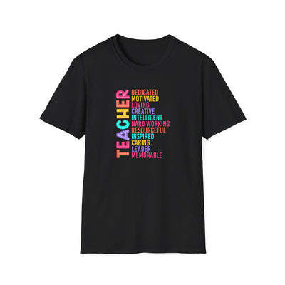 “TEACHER” Word Art Tee – Bold, Bright, and Built for Educators Who Inspire