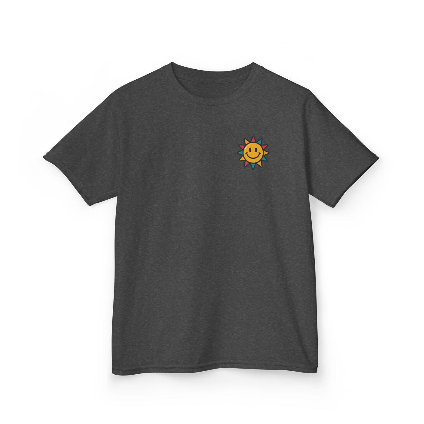 Kids motivational tee with a cheerful sun graphic, perfect for spreading positivity and smiles this back-to-school season.