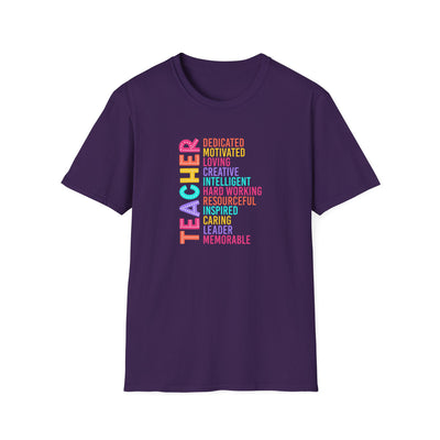 “TEACHER” Word Art Tee – Bold, Bright, and Built for Educators Who Inspire