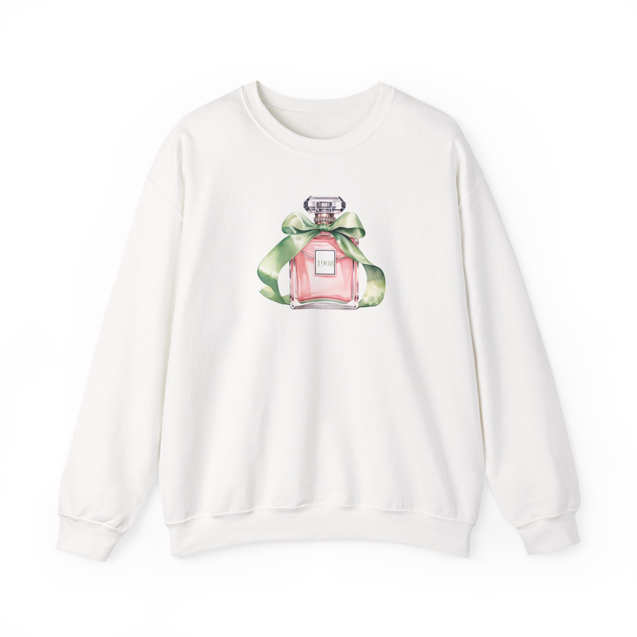 Pretty & Powerful Sorority-Inspired Perfume Bottle Sweatshirt | Chic Pink & Green Pullover