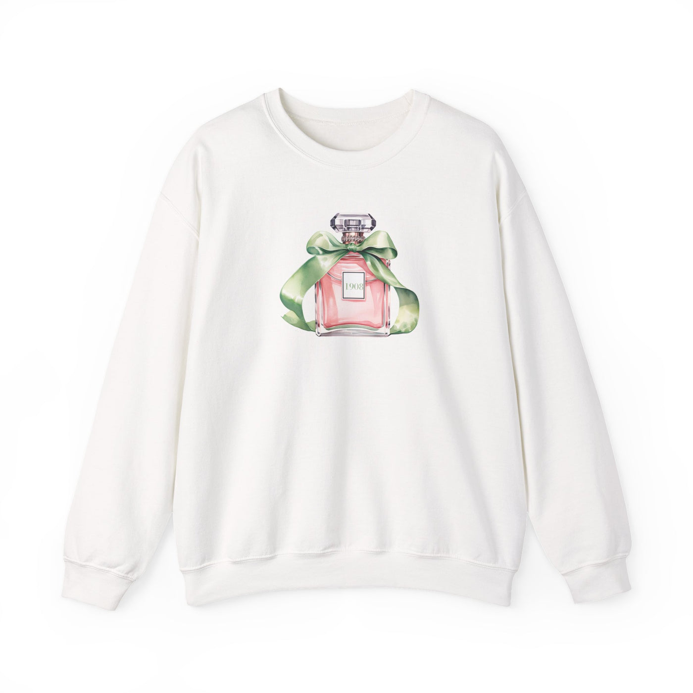 Pretty & Powerful Sorority-Inspired Perfume Bottle Sweatshirt | Chic Pink & Green Pullover