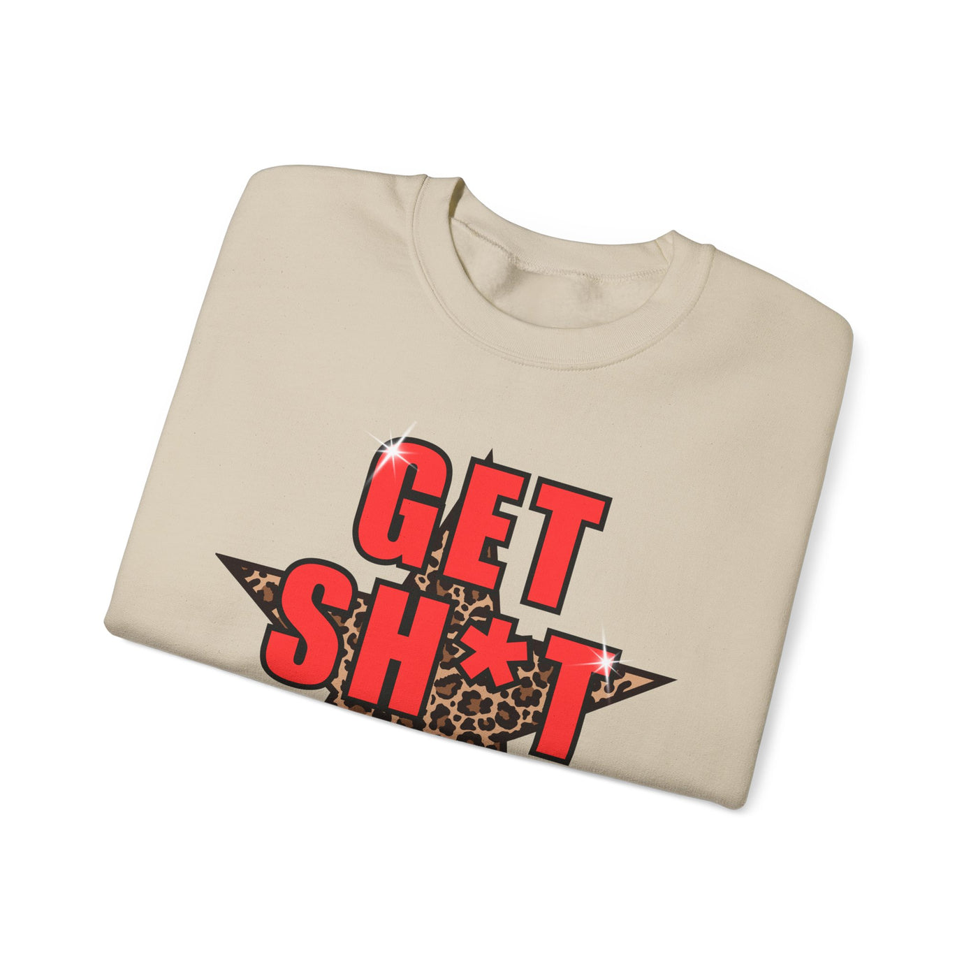 “Get Stuff Done” Motivational Graphic Sweatshirt | Bold Leopard Star Design