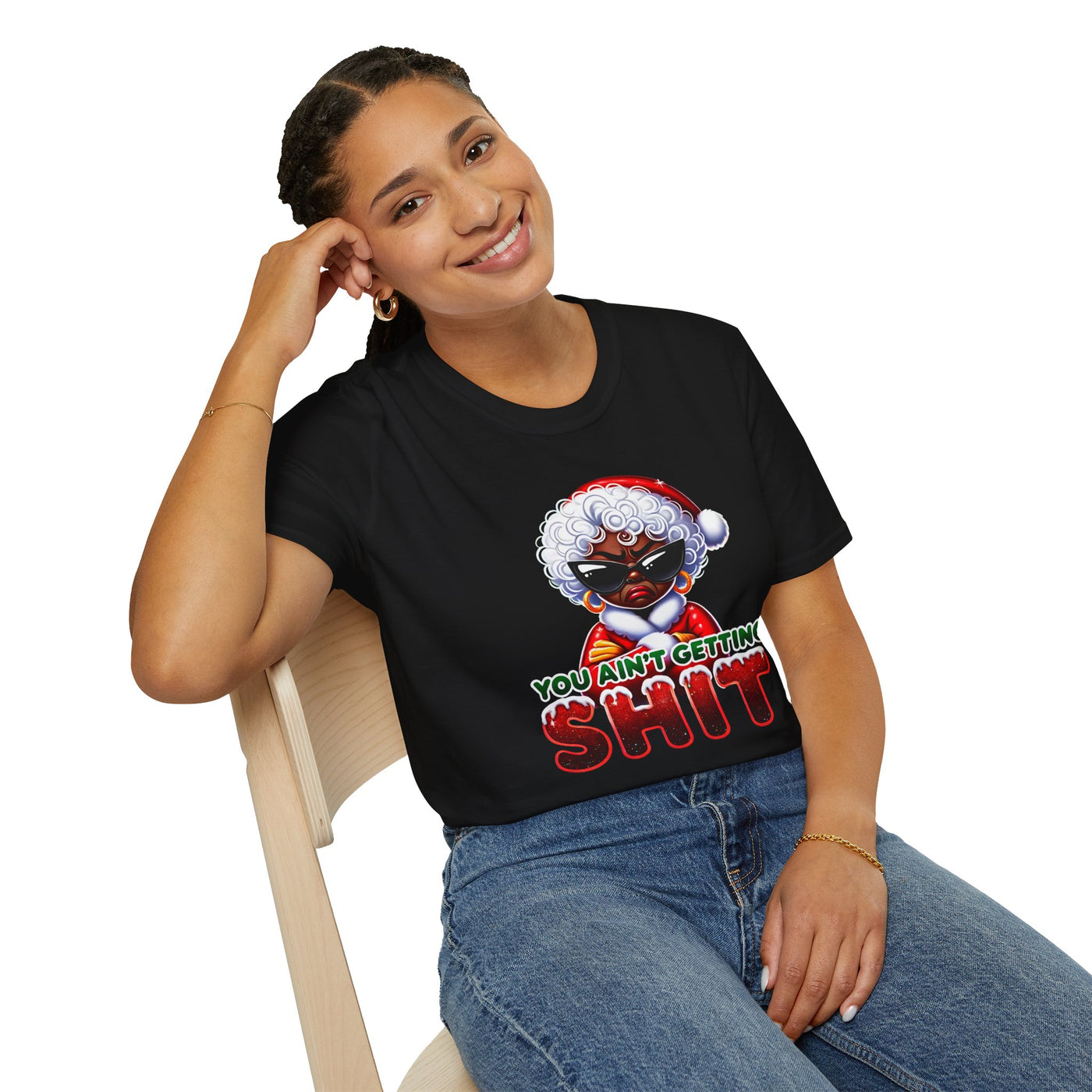 Funny Christmas T-Shirt for Women – Sassy Holiday Graphic Tee | “You Ain’t Getting Sh*t” Santa Shirt