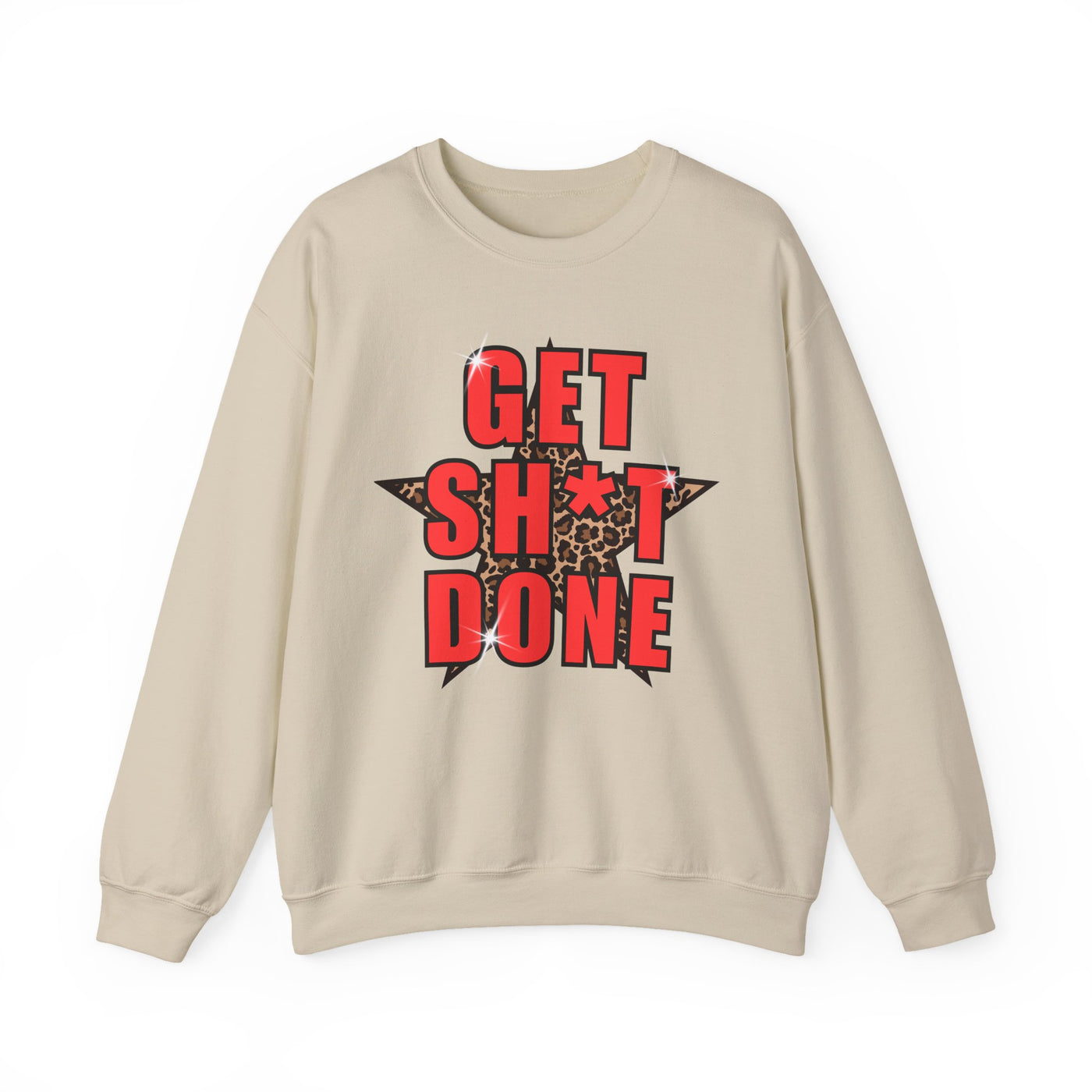 “Get Stuff Done” Motivational Graphic Sweatshirt | Bold Leopard Star Design
