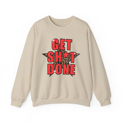 “Get Stuff Done” Motivational Graphic Sweatshirt | Bold Leopard Star Design