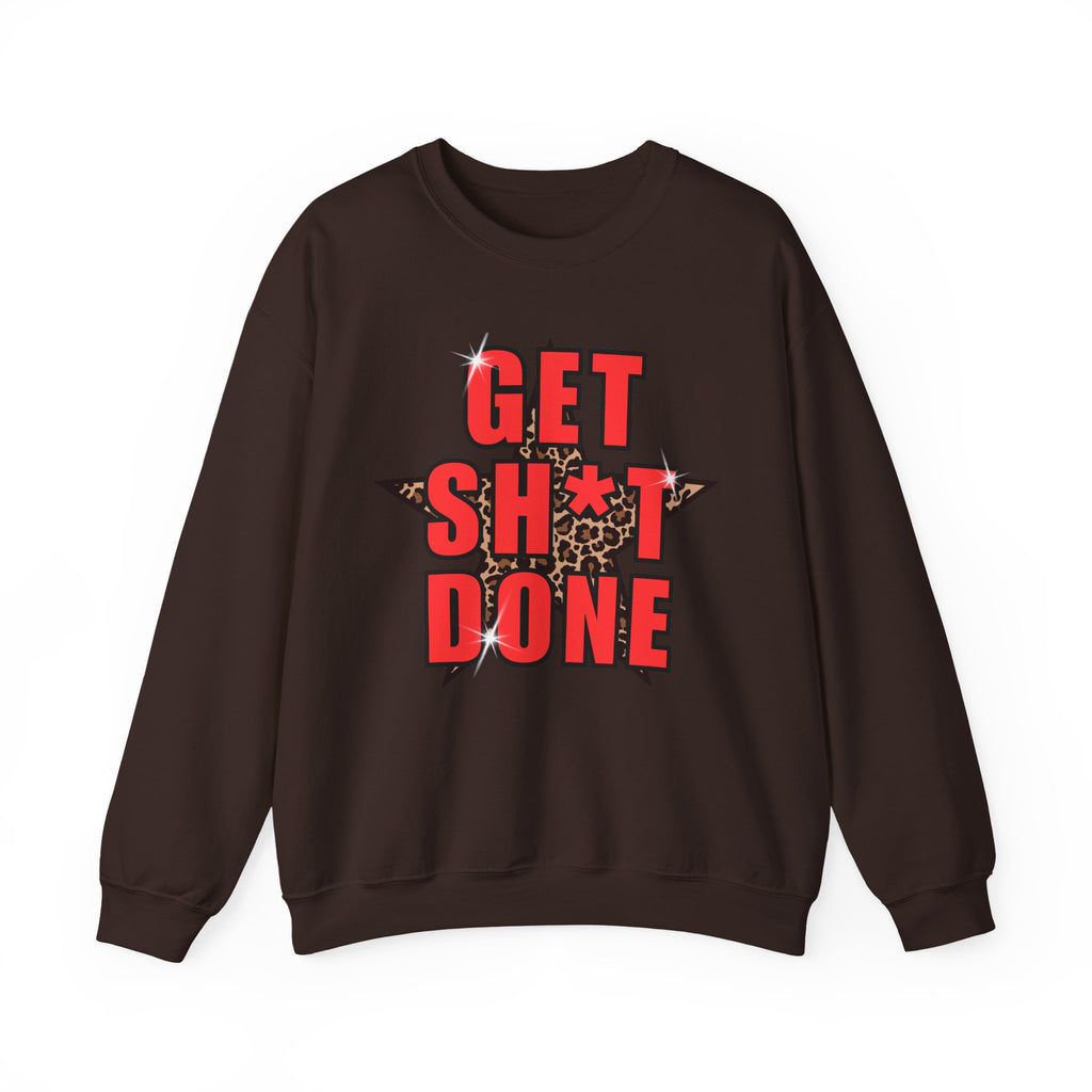 “Get Stuff Done” Motivational Graphic Sweatshirt | Bold Leopard Star Design