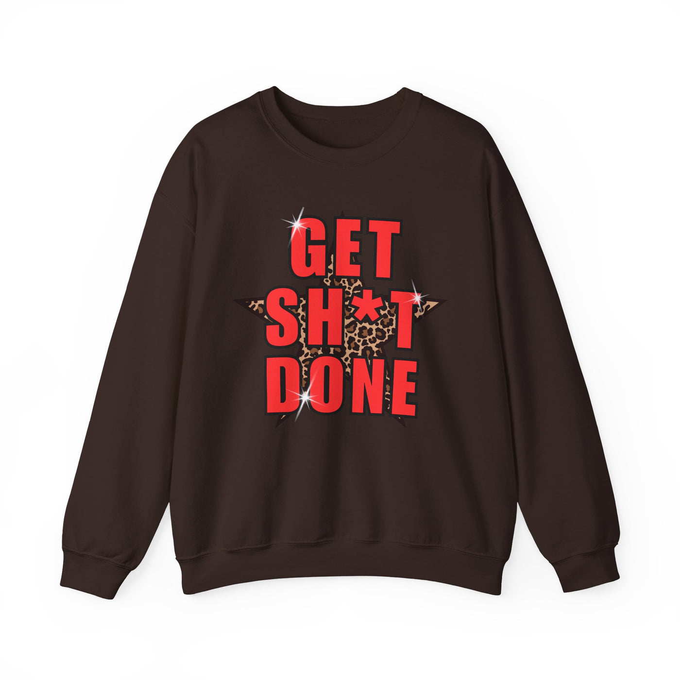 “Get Stuff Done” Motivational Graphic Sweatshirt | Bold Leopard Star Design