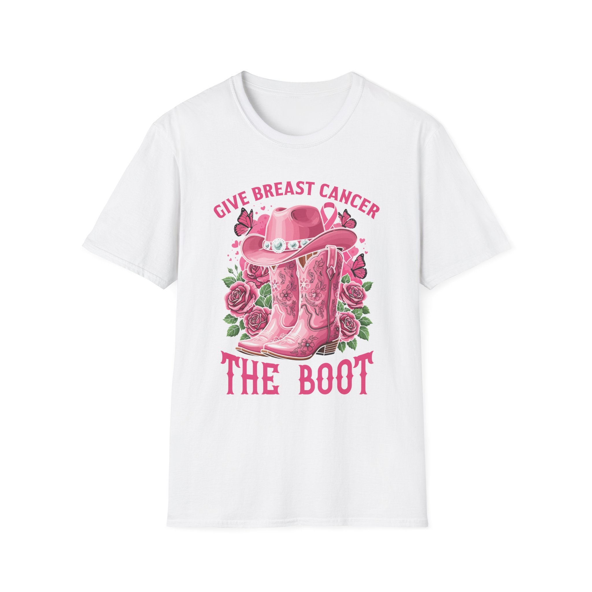 Give Breast Cancer the Boot | Pink Ribbon Floral Awareness Tee