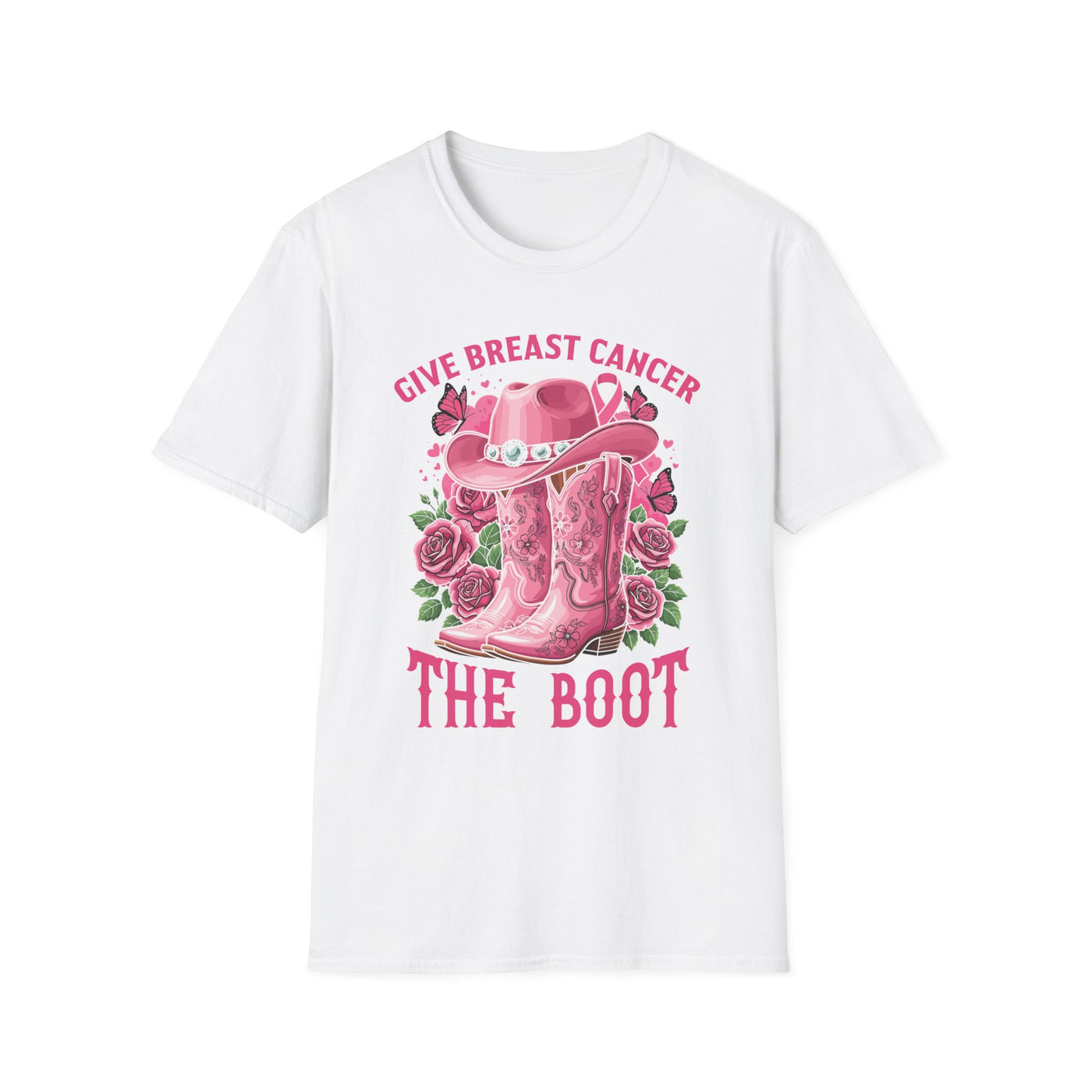 Give Breast Cancer the Boot | Pink Ribbon Floral Awareness Tee