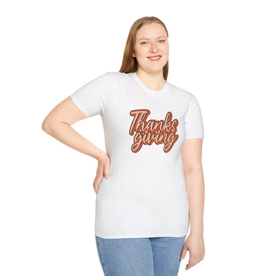 Thanksgiving Unisex Softstyle T-Shirt, Fall Festive Tee, Family Gathering Shirt, Autumn Celebration Apparel, Gratitude Gift