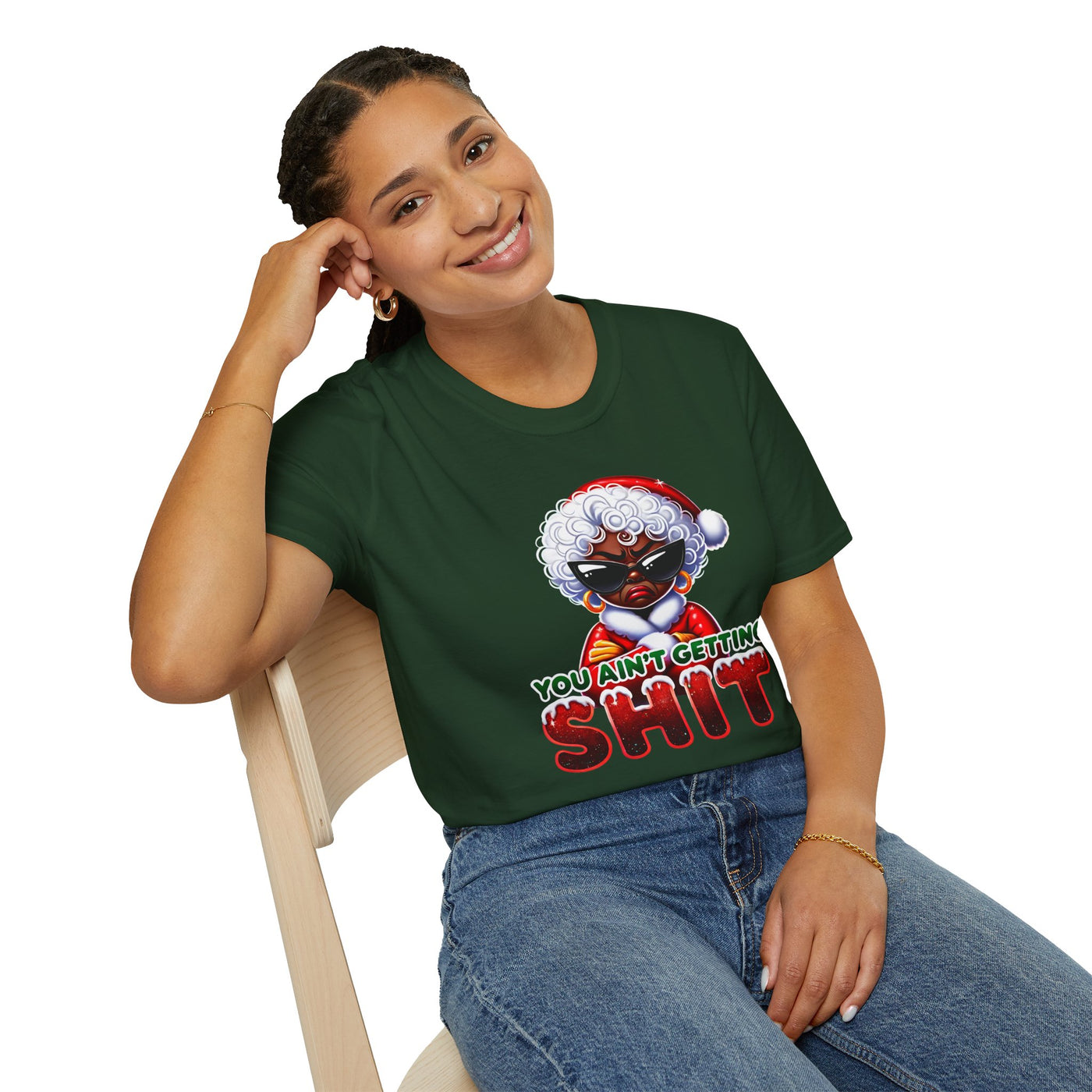 Funny Christmas T-Shirt for Women – Sassy Holiday Graphic Tee | “You Ain’t Getting Sh*t” Santa Shirt