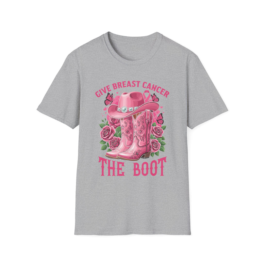 Give Breast Cancer the Boot | Pink Ribbon Floral Awareness Tee