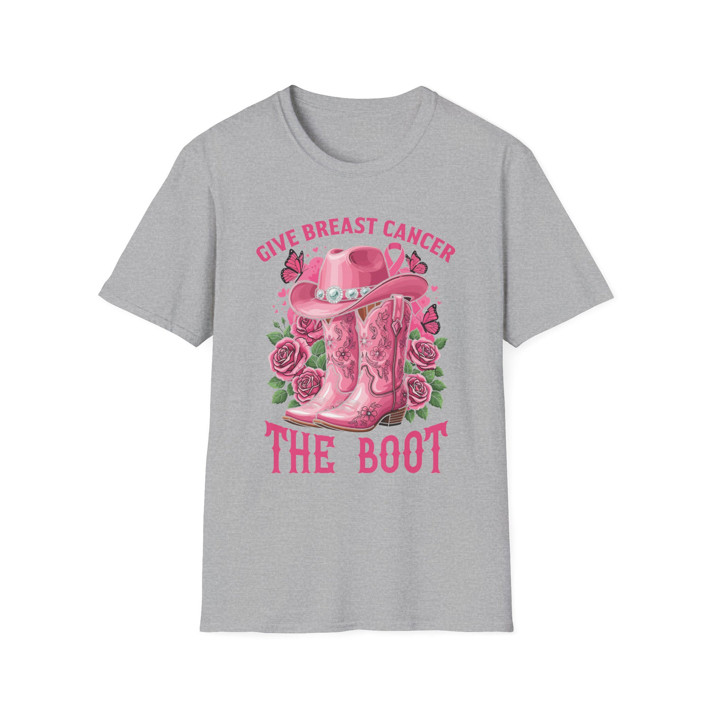 Give Breast Cancer the Boot | Pink Ribbon Floral Awareness Tee