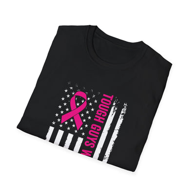 Tough Guys Wear Pink – Men’s Breast Cancer Awareness American Flag T-Shirt