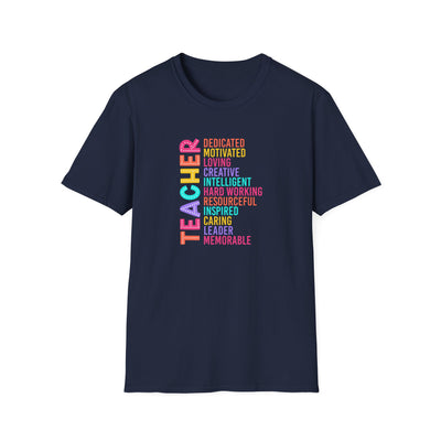 “TEACHER” Word Art Tee – Bold, Bright, and Built for Educators Who Inspire