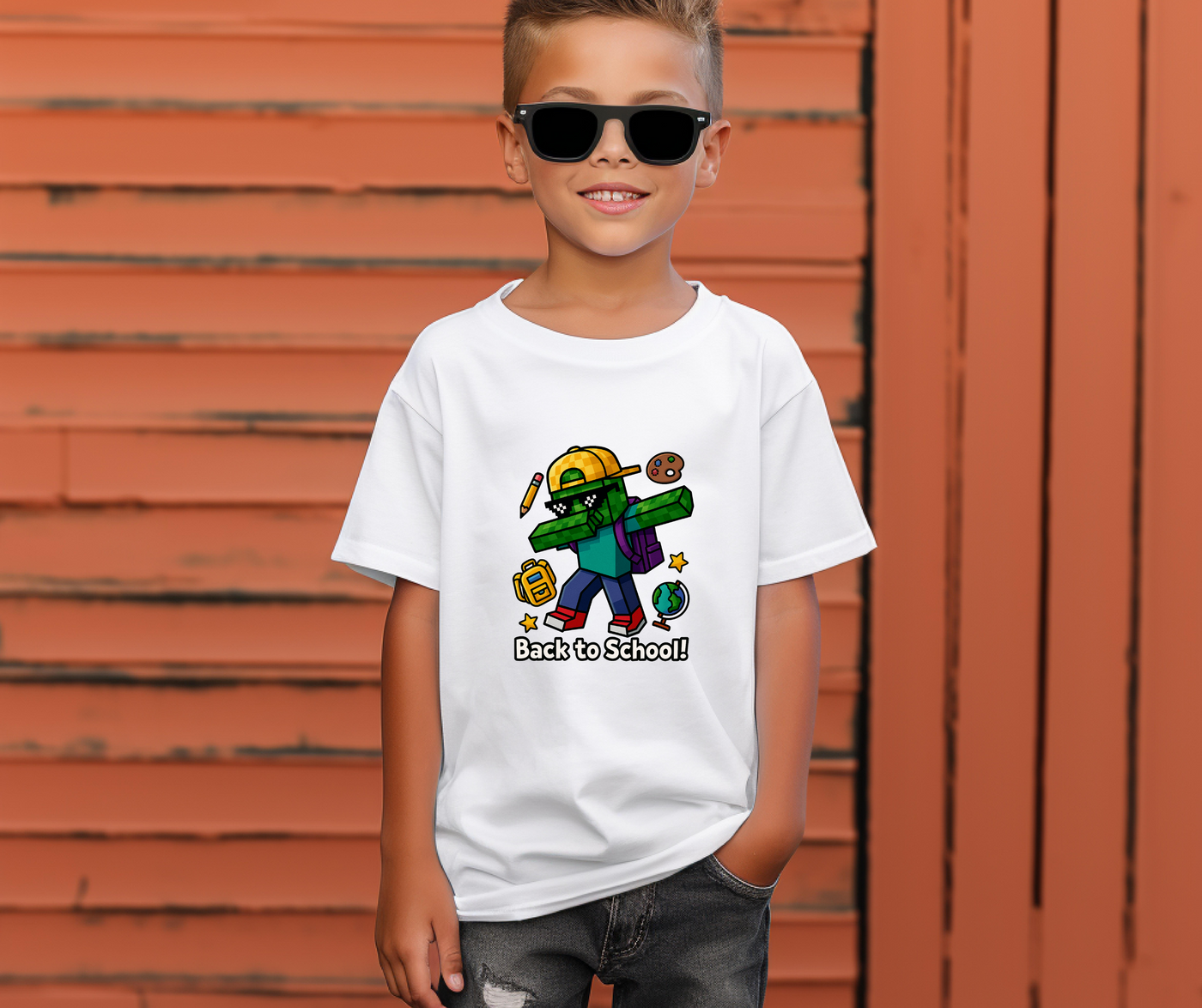 “Back to School Vibes” Minecraft-Inspired Kids Tee – Perfect for Gamer Boys! 🎮✏️