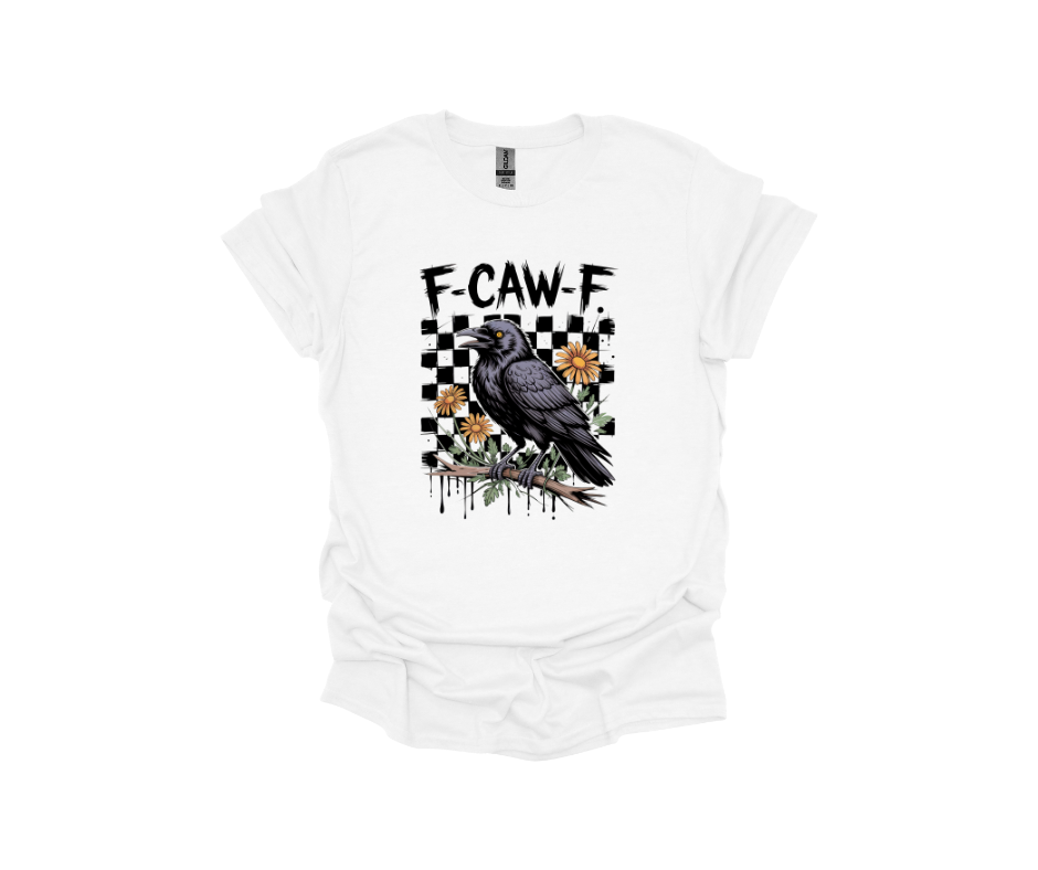 F-CAW-F Halloween Raven Graphic Tee | Spooky Fall Shirt for Halloween Lovers