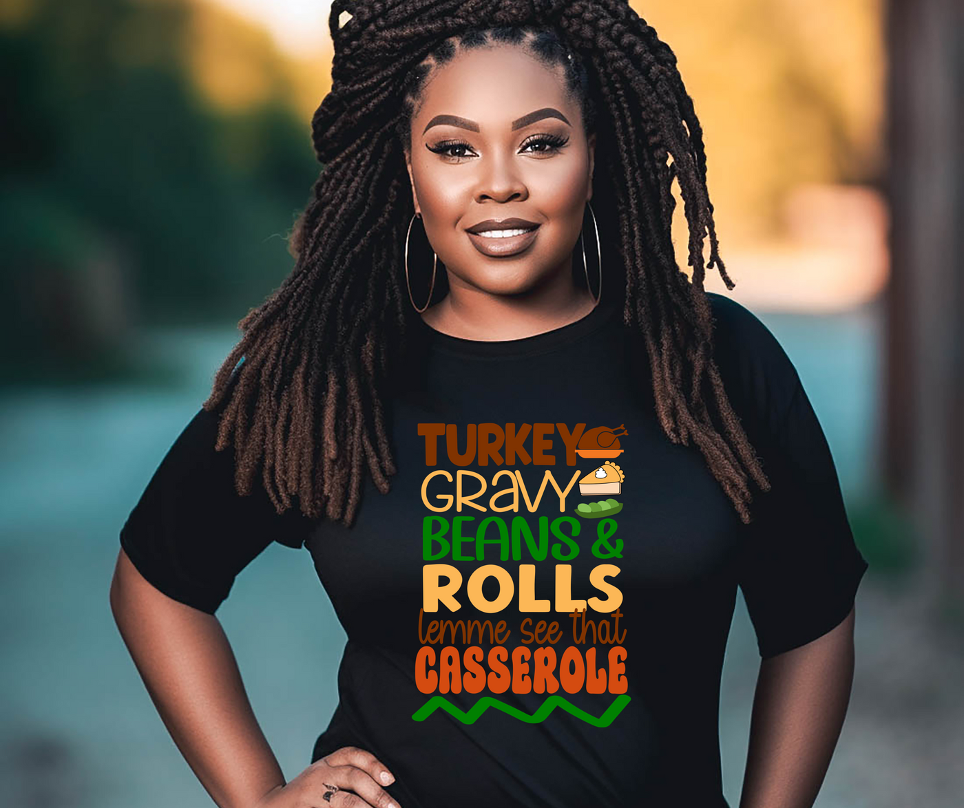 Turkey, Gravy, Beans & Rolls T-Shirt | Funny Thanksgiving Tee for Food Lovers