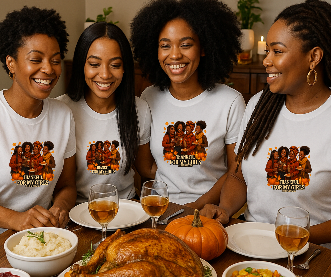 Thankful For My Girls T-Shirt | Friendsgiving & Thanksgiving Celebration Tee