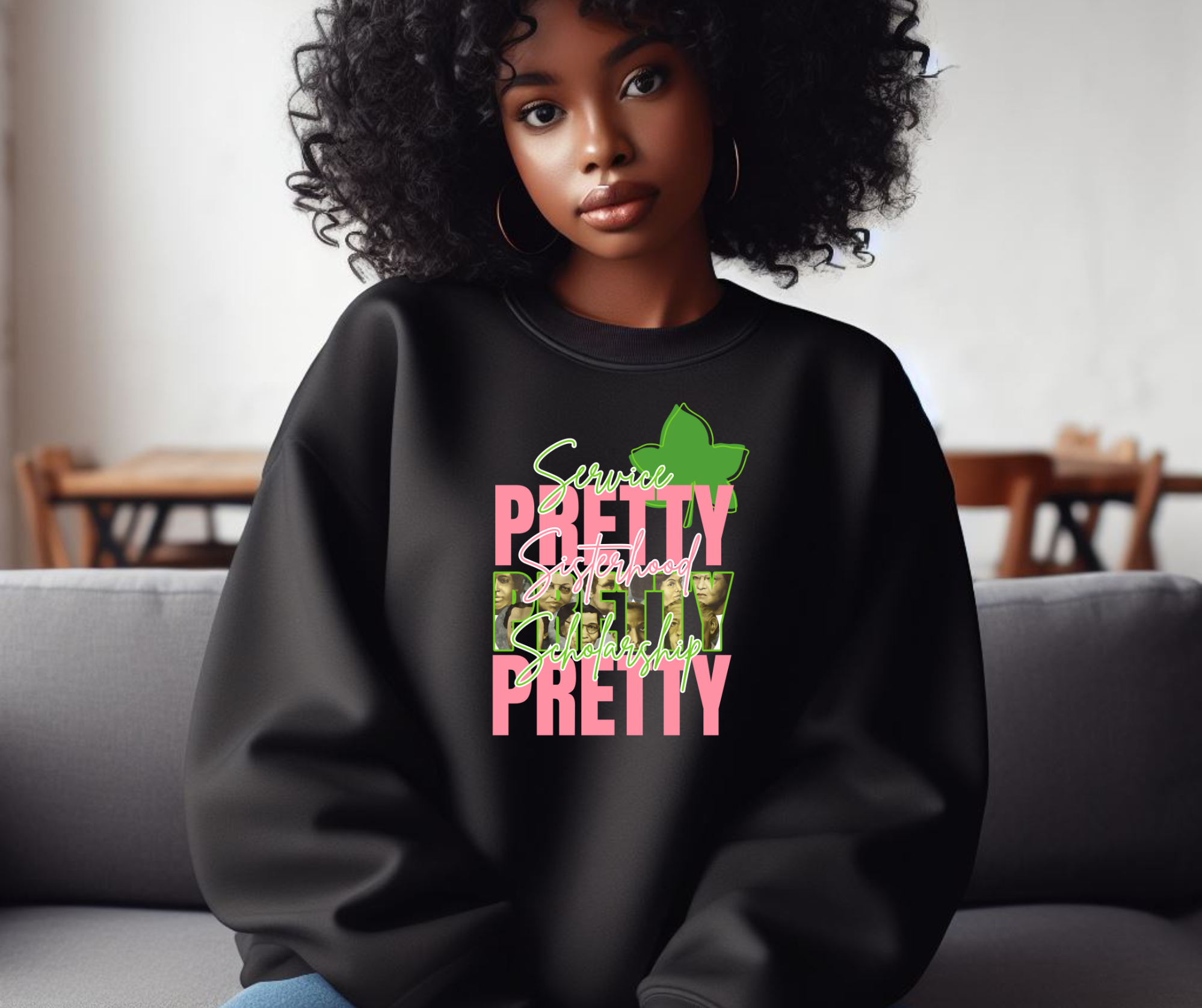 Pretty & Powerful Sorority Sweatshirt | Pink & Green Sorority Apparel