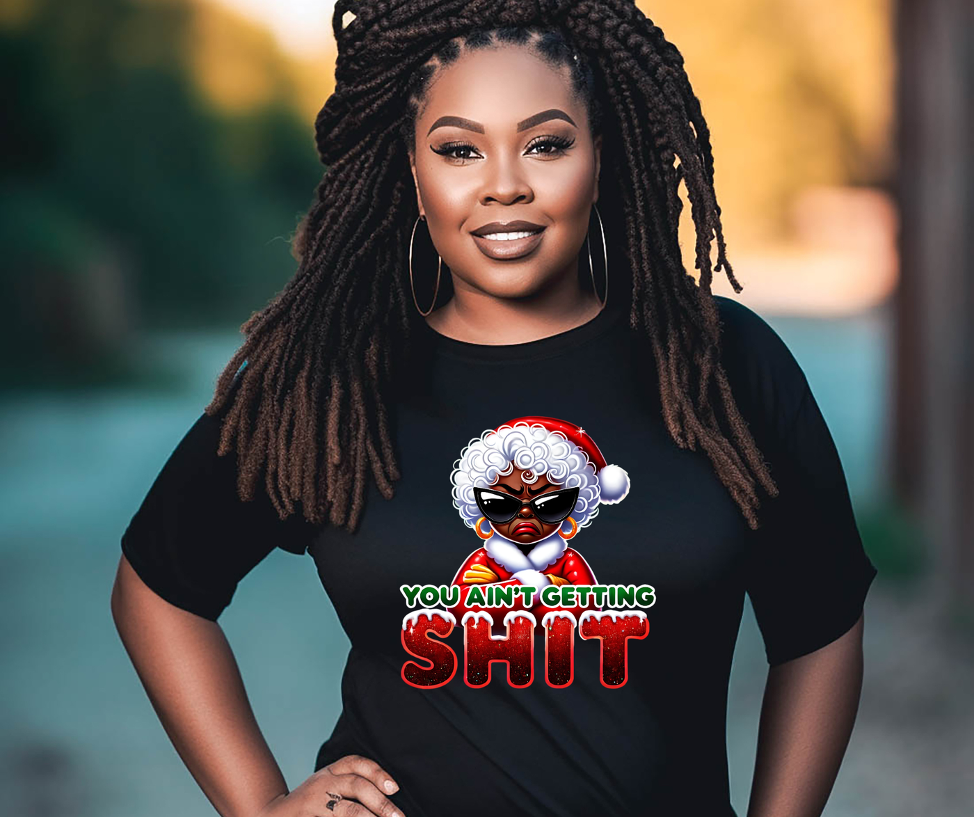 Funny Christmas T-Shirt for Women – Sassy Holiday Graphic Tee | “You Ain’t Getting Sh*t” Santa Shirt