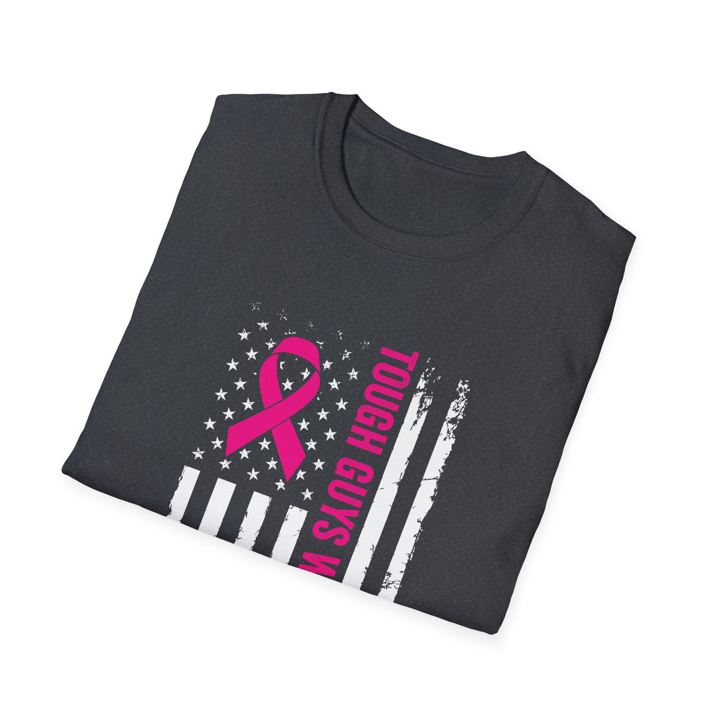 Tough Guys Wear Pink – Men’s Breast Cancer Awareness American Flag T-Shirt