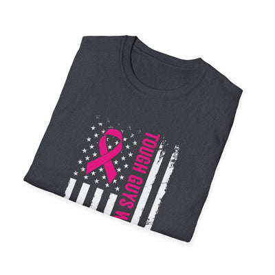 Tough Guys Wear Pink – Men’s Breast Cancer Awareness American Flag T-Shirt