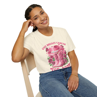 Give Breast Cancer the Boot | Pink Ribbon Floral Awareness Tee