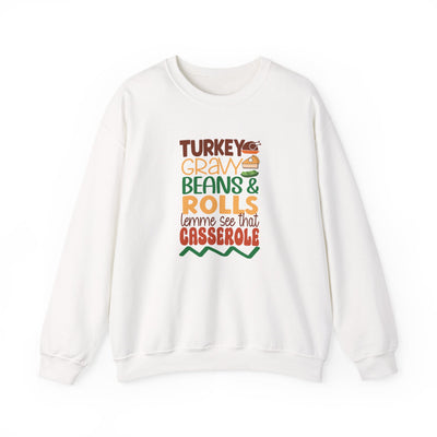 Turkey, Gravy, Beans & Rolls Sweatshirt | Cozy Funny Thanksgiving Crewneck