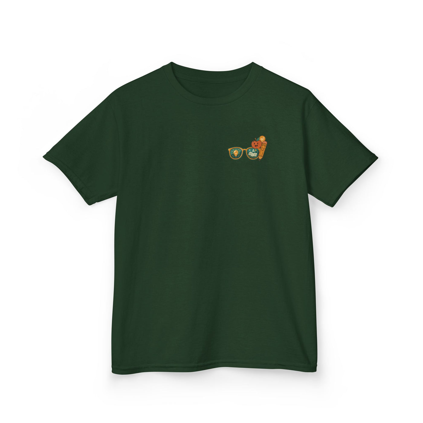 Kids green t-shirt featuring motivational design for back-to-school vibes, perfect for young students.