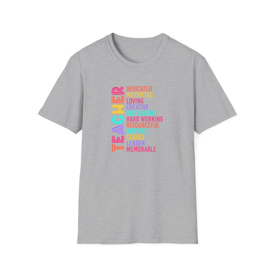“TEACHER” Word Art Tee – Bold, Bright, and Built for Educators Who Inspire