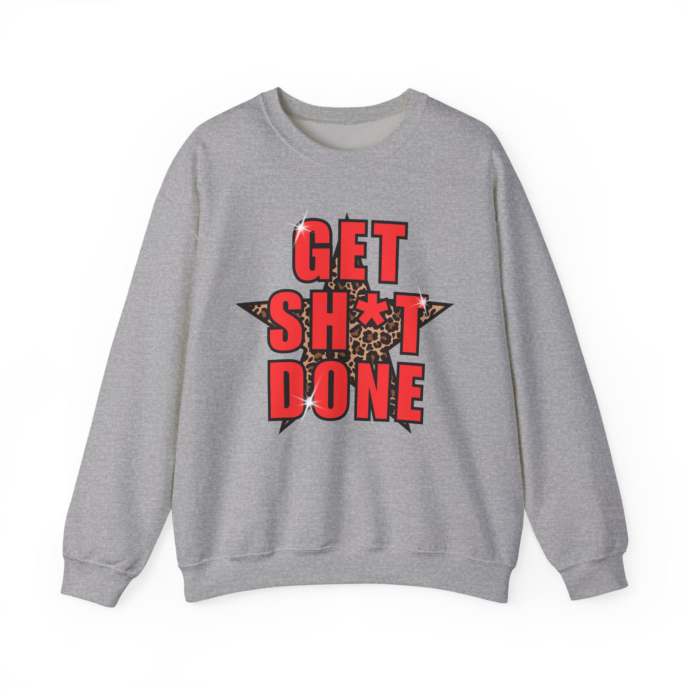 “Get Stuff Done” Motivational Graphic Sweatshirt | Bold Leopard Star Design